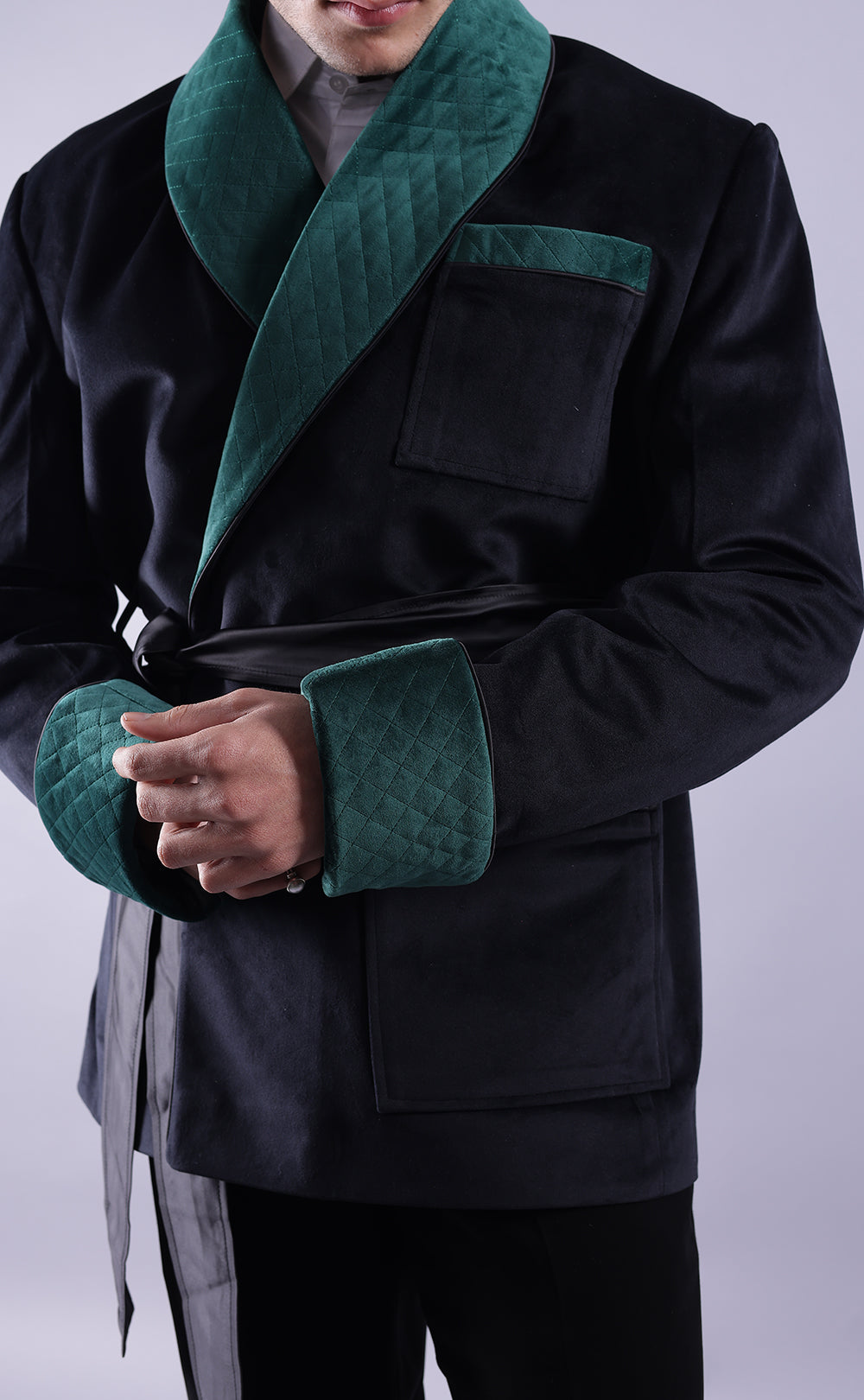 Men's Dark Green Tuxedo Jacket - Premium Velvet Fabric