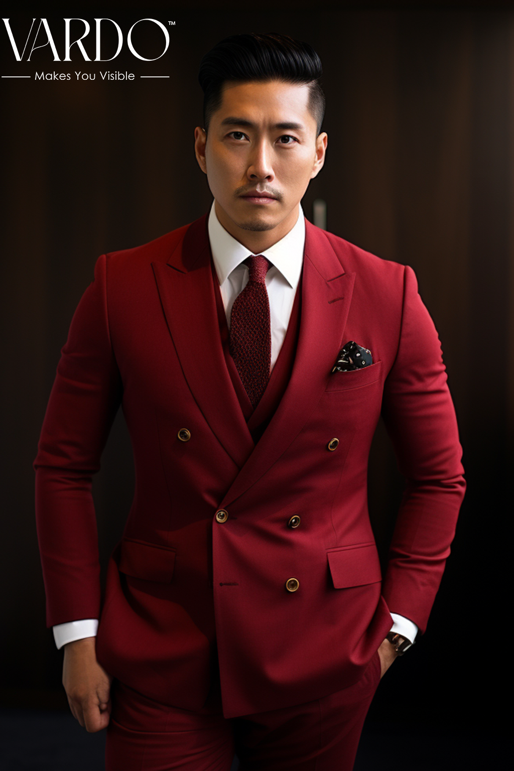 Red Double Breasted Suit for Men Classic Formal Attire Vardo Suits