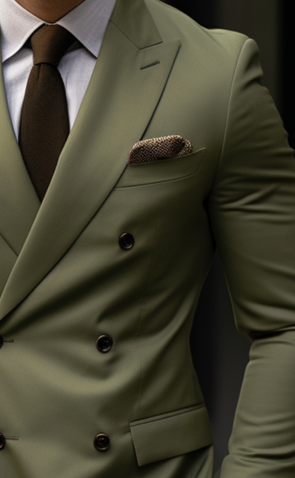 Dapper Elegance Khaki Green Double Breasted Suit