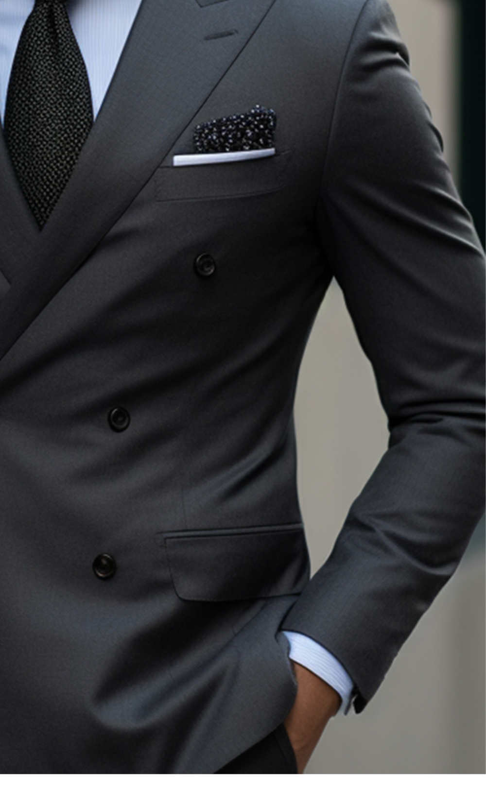 Elegant Dark Grey Double Breasted Suit for Men -Tailored Suit