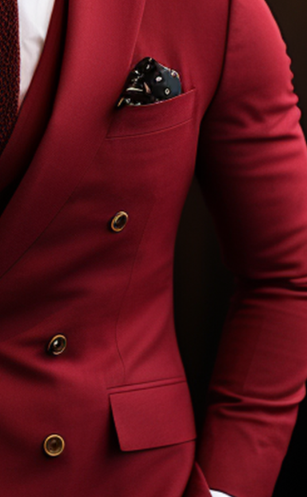 Red Double Breasted Suit for Men Classic Formal Attire
