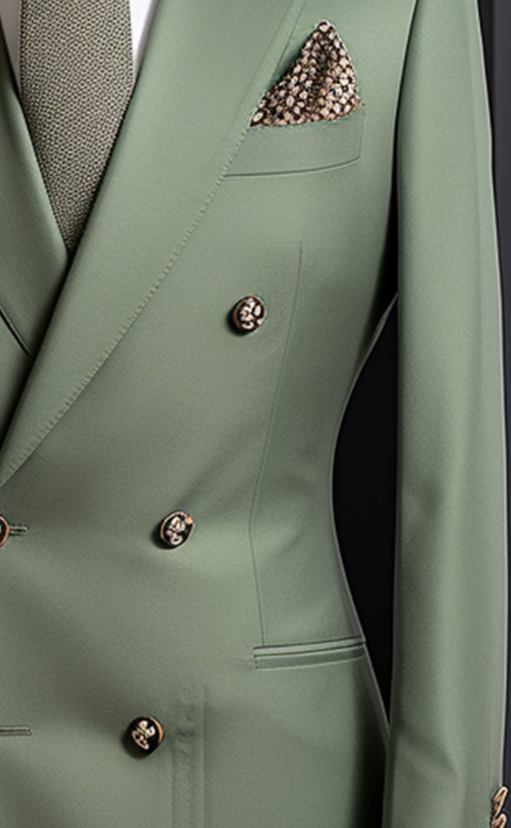 Sophisticated Sage Green Double Breasted Suit for Men