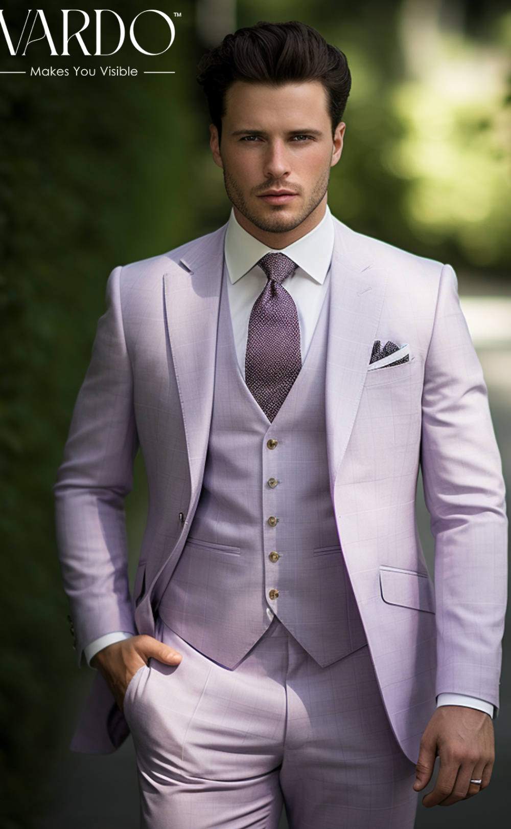 Gentleman's Light Purple Three-Piece Suit
