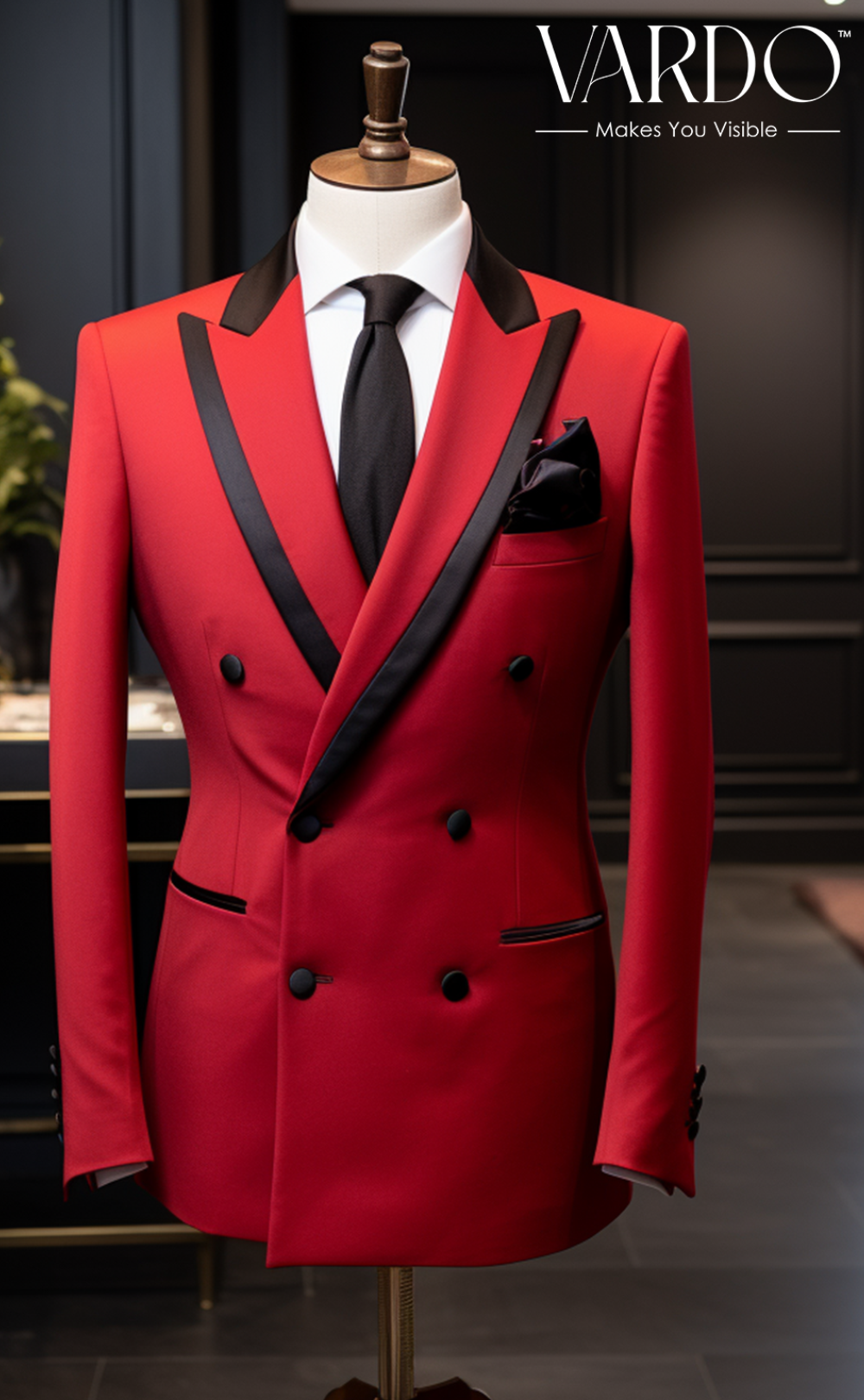Classic Style Red Double Breasted Suit for Men