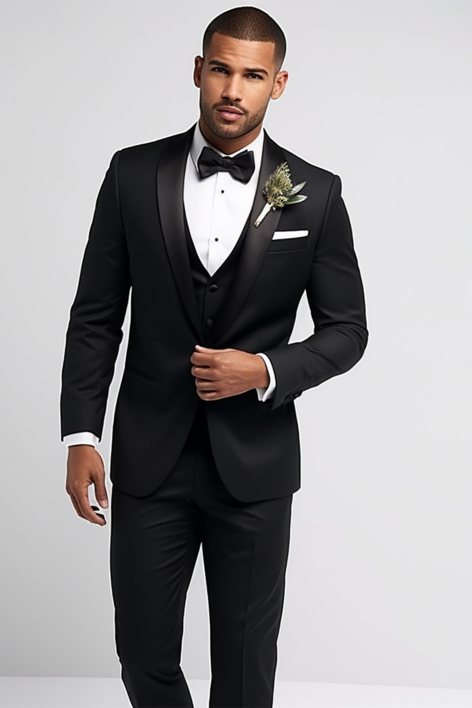 Men s Classic Black Shawl Lapel 3 Piece Tuxedo Sleek Wedding and Eve Vardo Suits