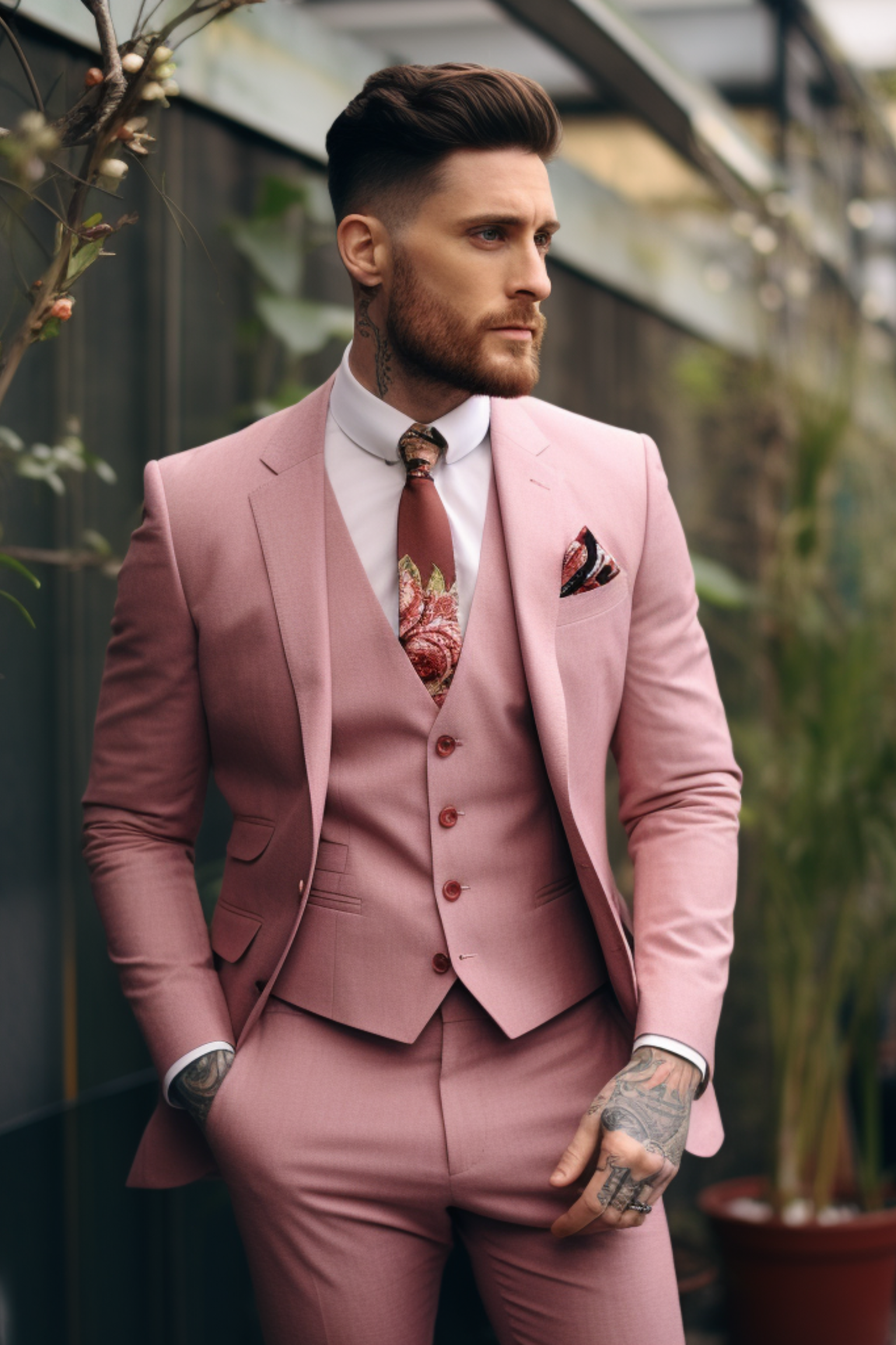 Dusty Rose Notch Lapel Three-piece Suit, Men's Wedding Suit, Formal  Business Attire, Slim Fit Suit the Rising Sun Store, Vardo -  Canada