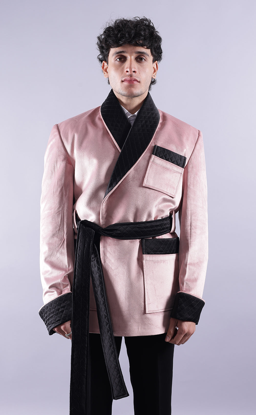 Men’s Pink Velvet Smoking Jacket - Luxury Formal Wear, Elegant Dinner Blazer