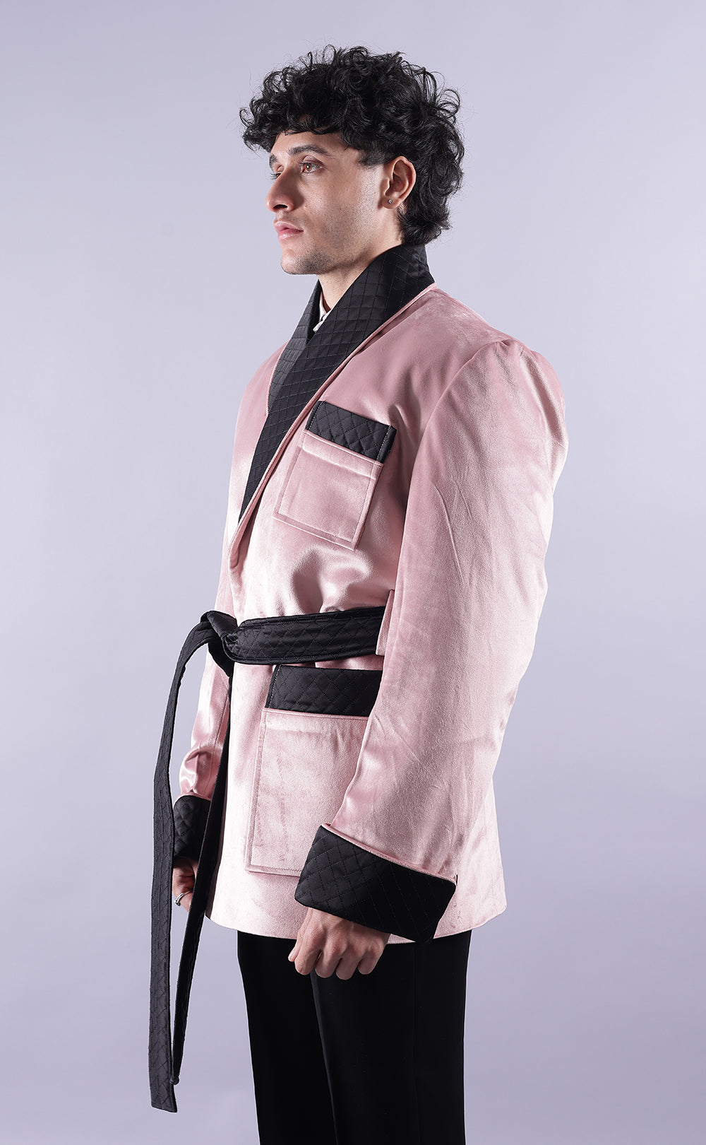 Men’s Pink Velvet Smoking Jacket - Luxury Formal Wear, Elegant Dinner Blazer