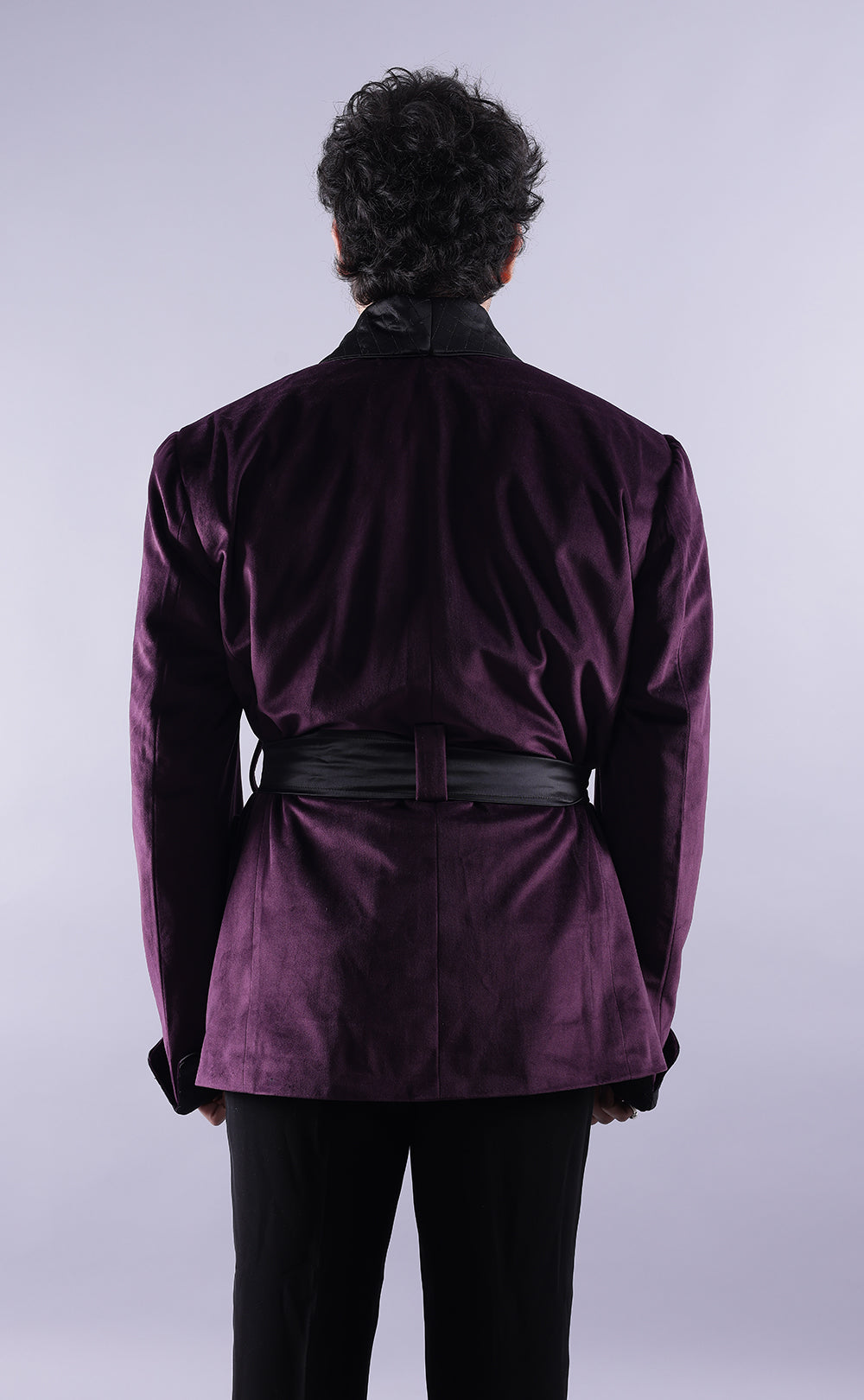 Men’s Dark Purple Velvet Smoking Jacket - Luxury Formal Wear, Elegant Evening Blazer