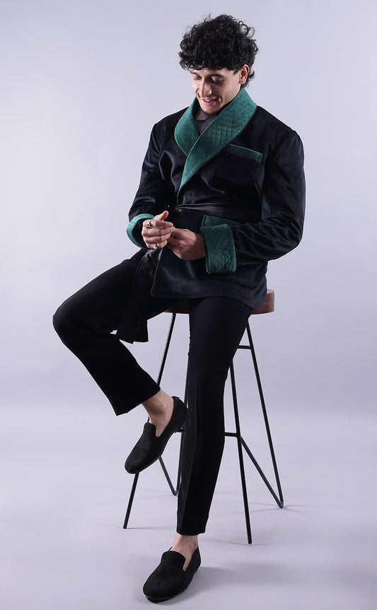 Men's Dark Green Tuxedo Jacket - Premium Velvet Fabric