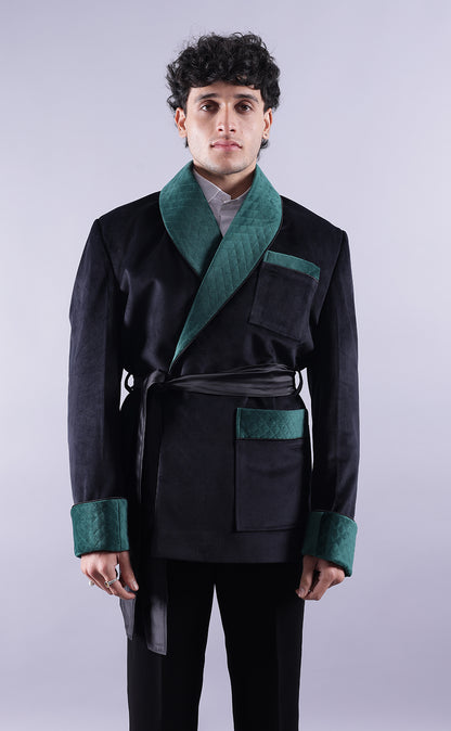 Men's Dark Green Tuxedo Jacket - Premium Velvet Fabric