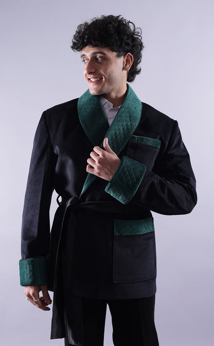 Men's Dark Green Tuxedo Jacket - Premium Velvet Fabric
