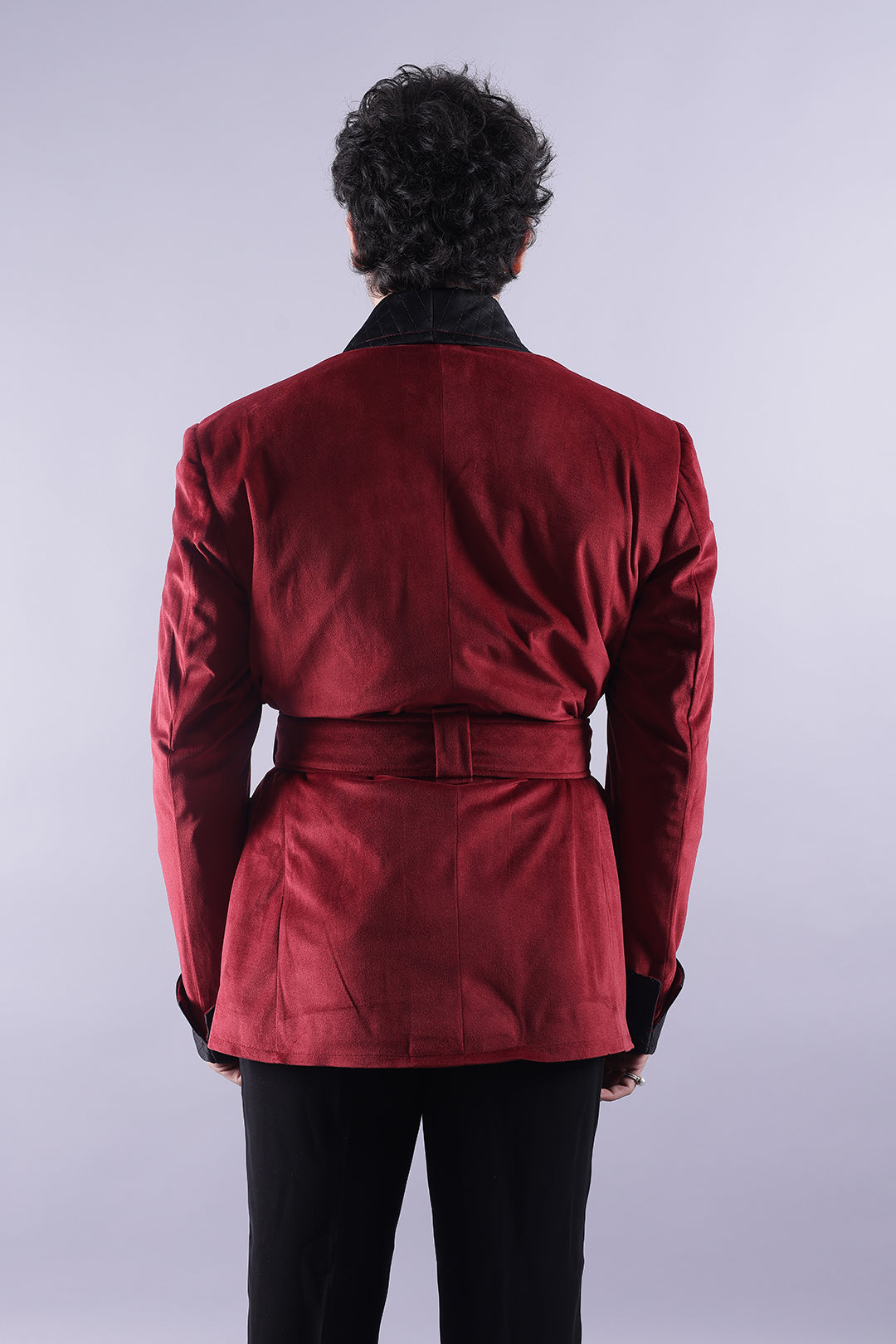 Men’s Red Velvet Smoking Jacket - Luxury Formal Attire, Elegant Dinner Blazer