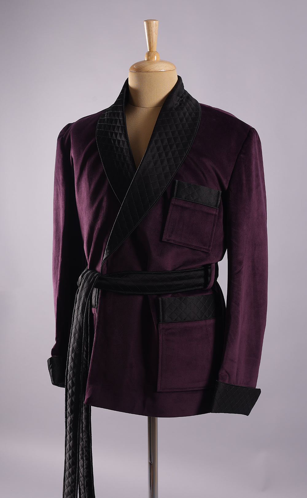 Men’s Dark Purple Velvet Smoking Jacket - Luxury Formal Wear, Elegant Evening Blazer