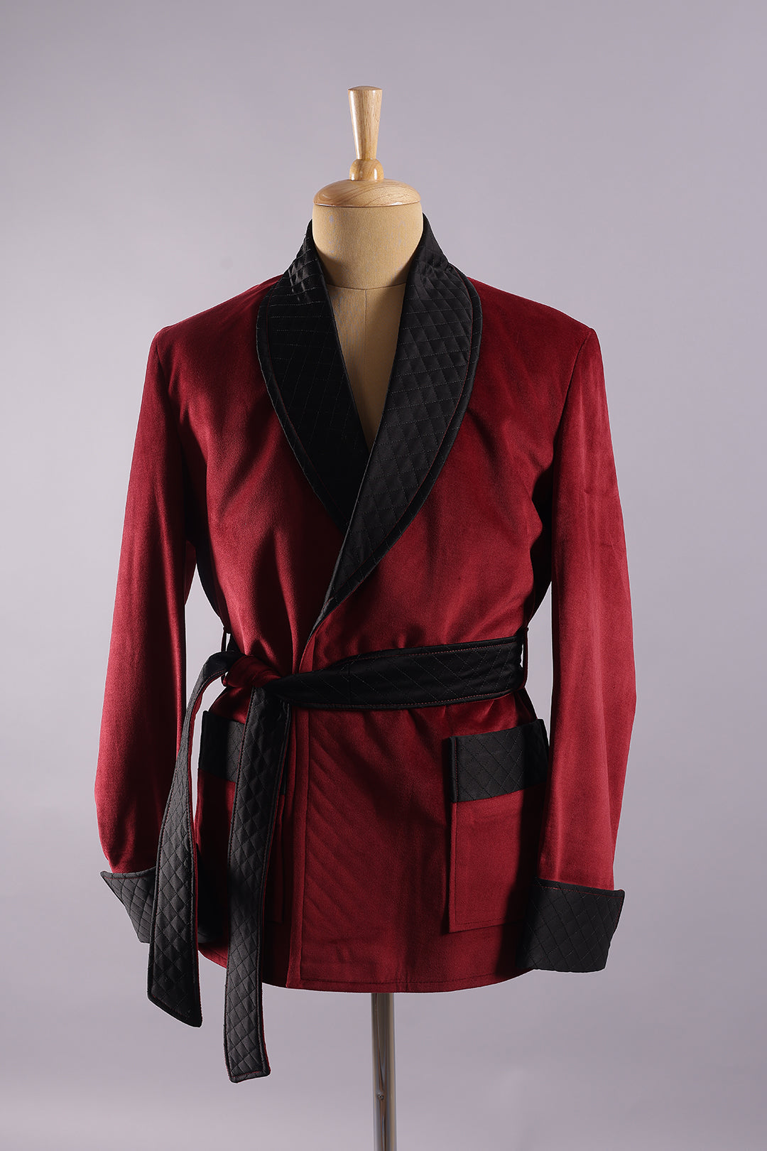 Men’s Red Velvet Smoking Jacket - Luxury Formal Attire, Elegant Dinner Blazer