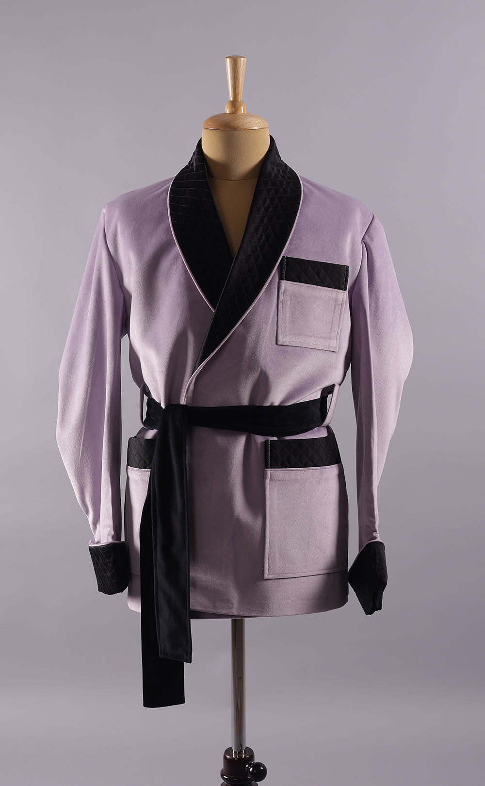 Men’s Light Purple Velvet Smoking Jacket - Luxury Formal Wear, Elegant Evening Blazer