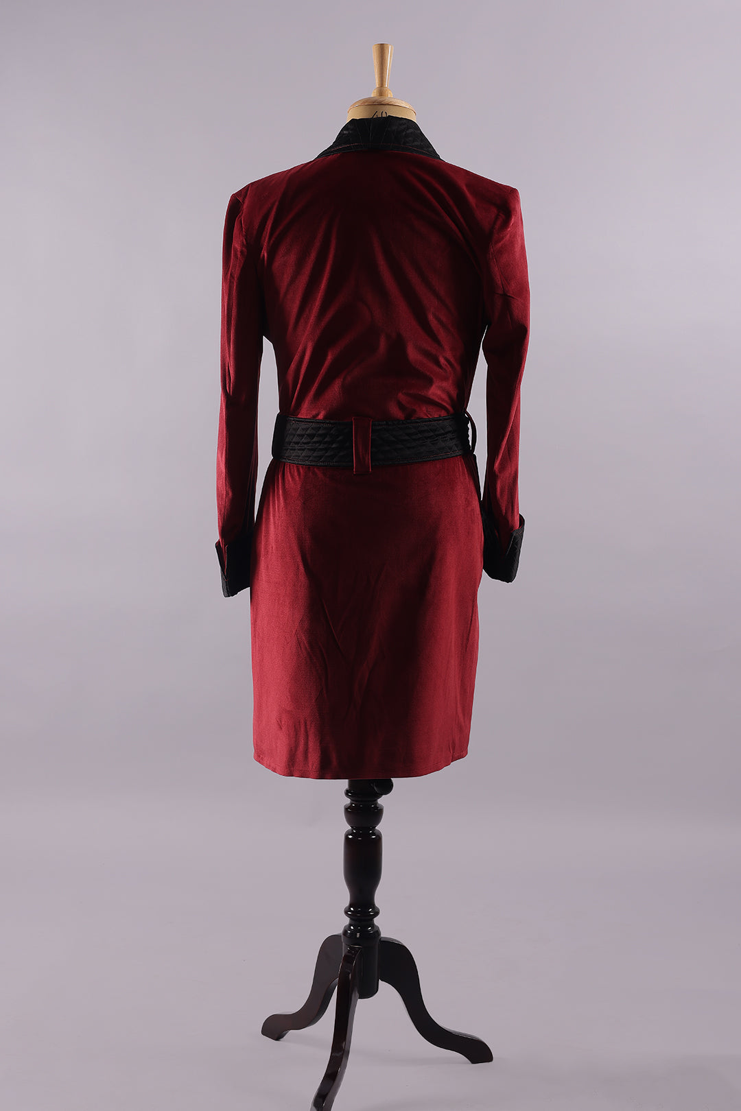 Men’s Long Red Velvet Smoking Jacket - Luxury Formal Wear, Elegant Evening Coat