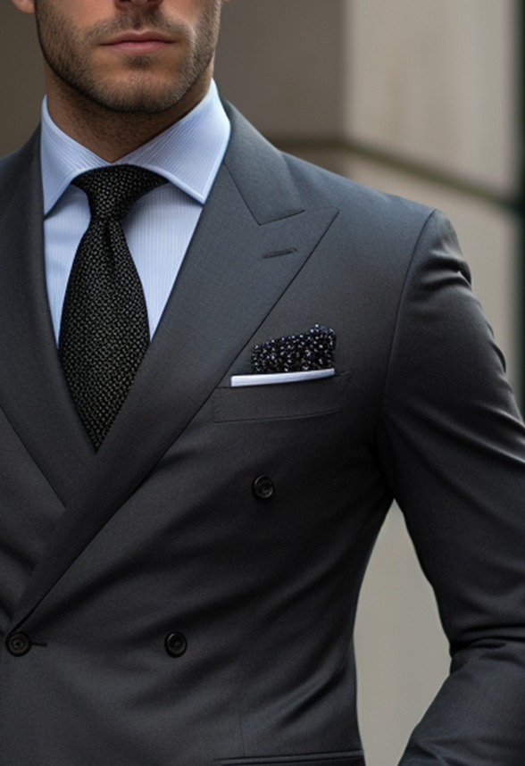 Dark grey double breasted suit hotsell