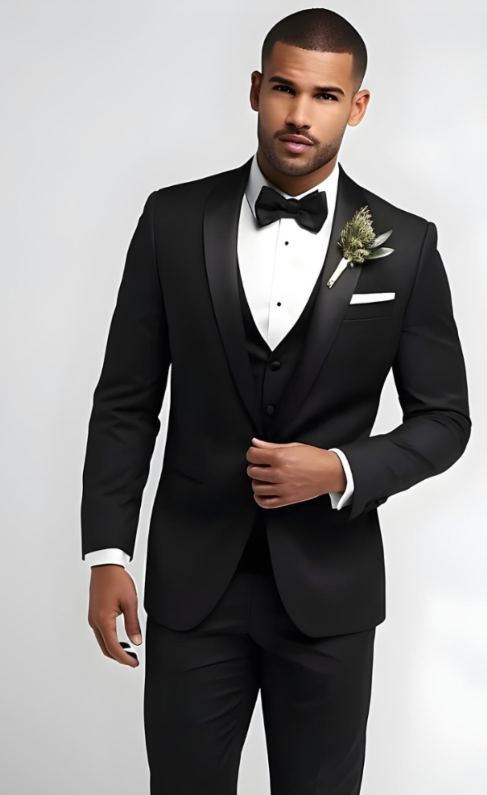 Men's Classic Black Shawl Lapel 3-Piece Tuxedo - Sleek Wedding and Event Attire - Timeless Formal Suit