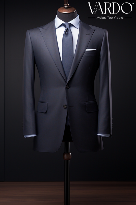 Classic Navy Blue Two Piece Suit for Men