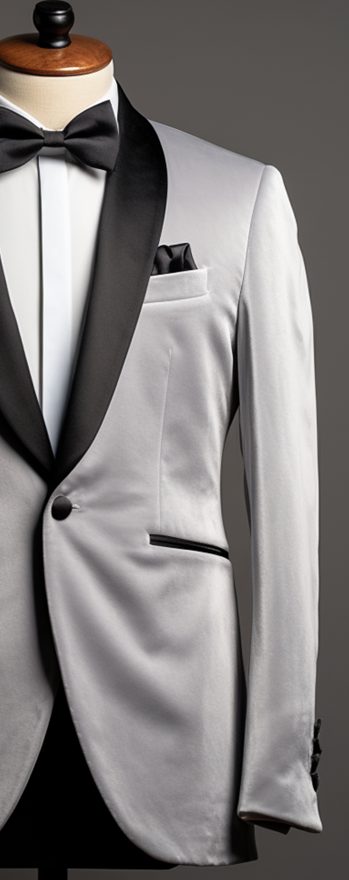 Luxurious  Light Grey Velvet Dinner Jacket for Men