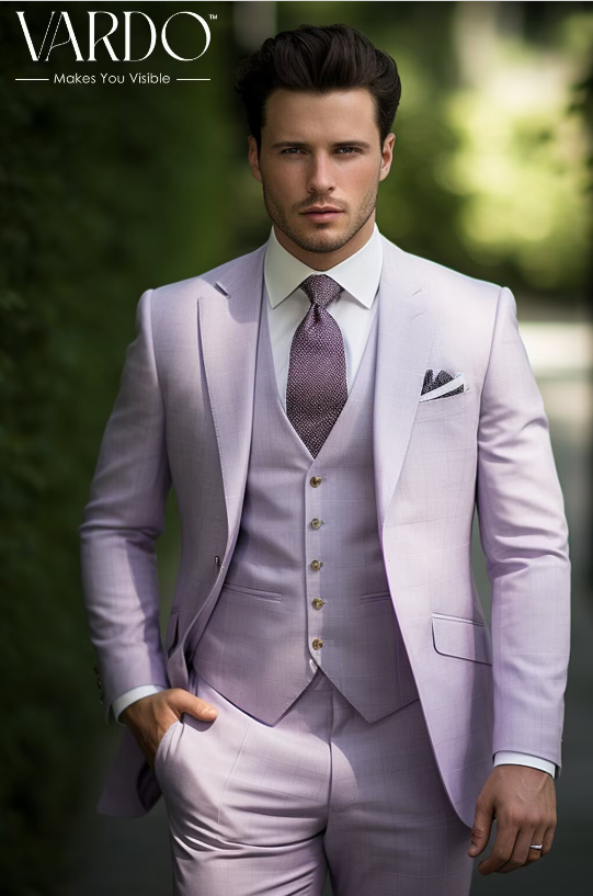 Gentleman's Light Purple Three-Piece Suit - Stylish Men's Wedding Attire-The Rising Sun store, Vardo