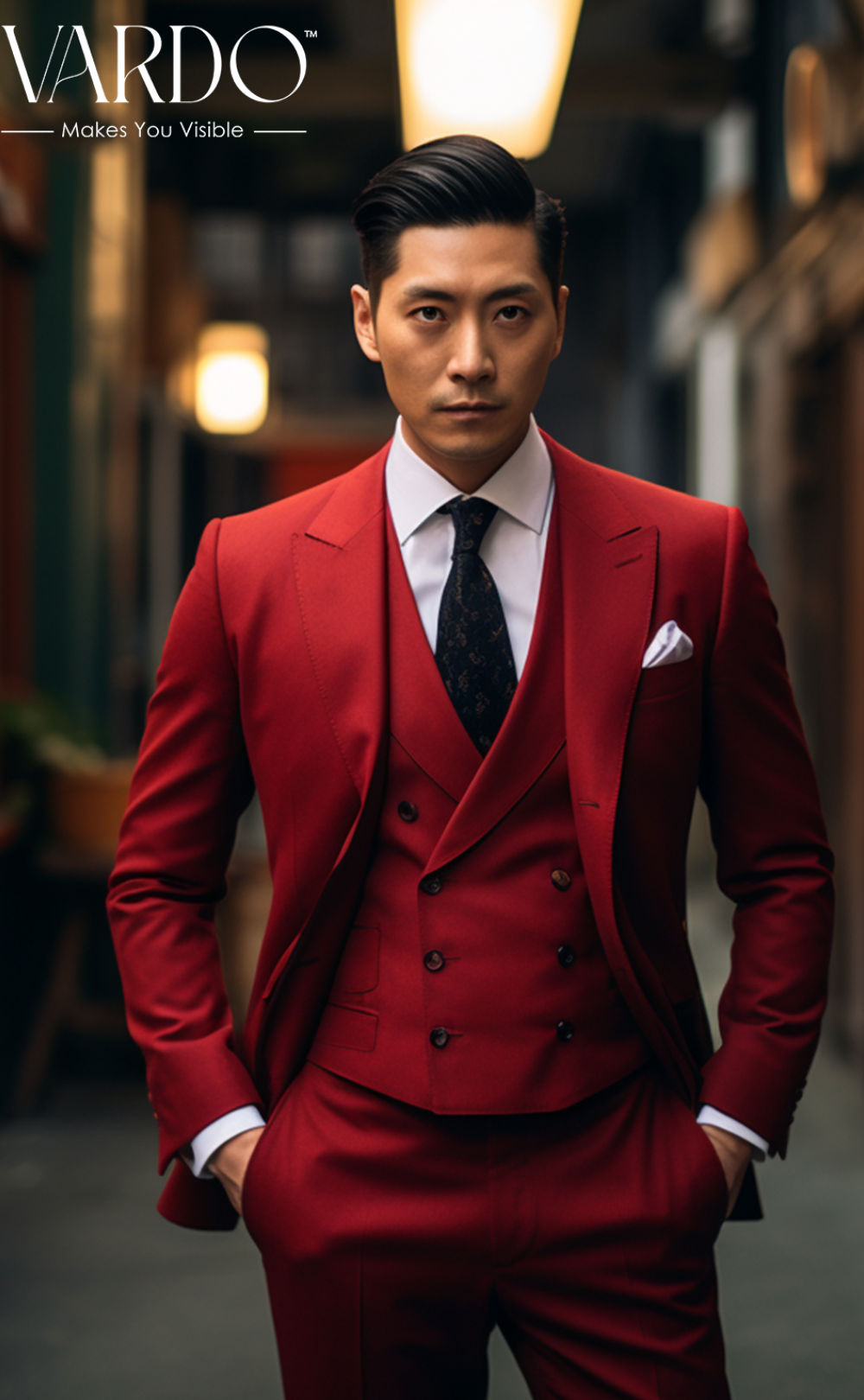 Premium Men's Red Three Piece Suit