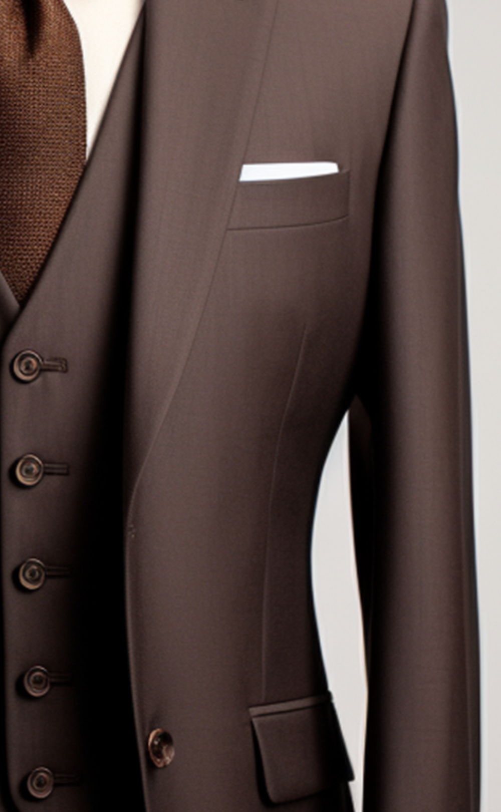 Sophisticated Formal Chocolate Brown Three Piece Suit for Men