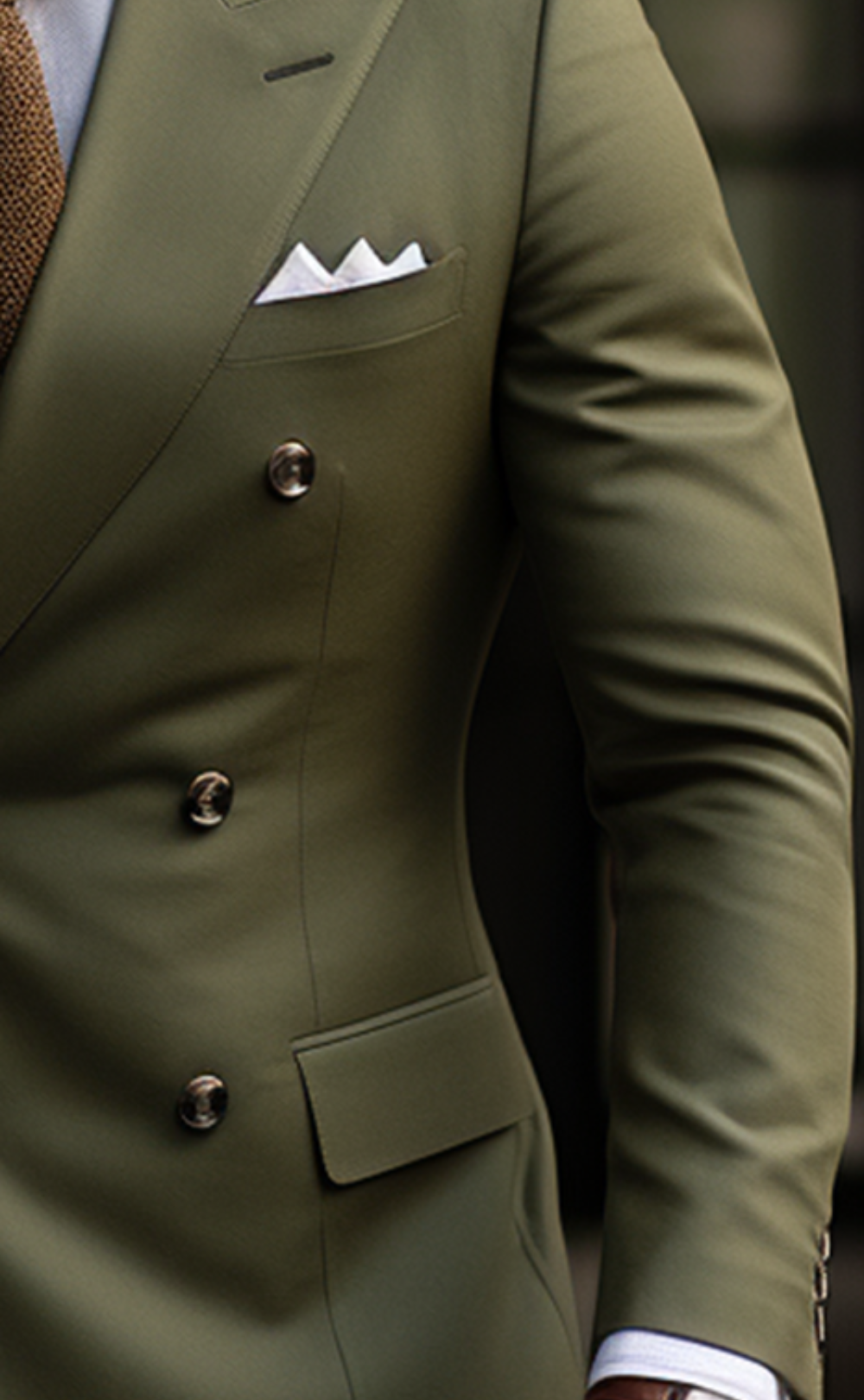 Classic Formal Attire Khaki Green Double Breasted Suit