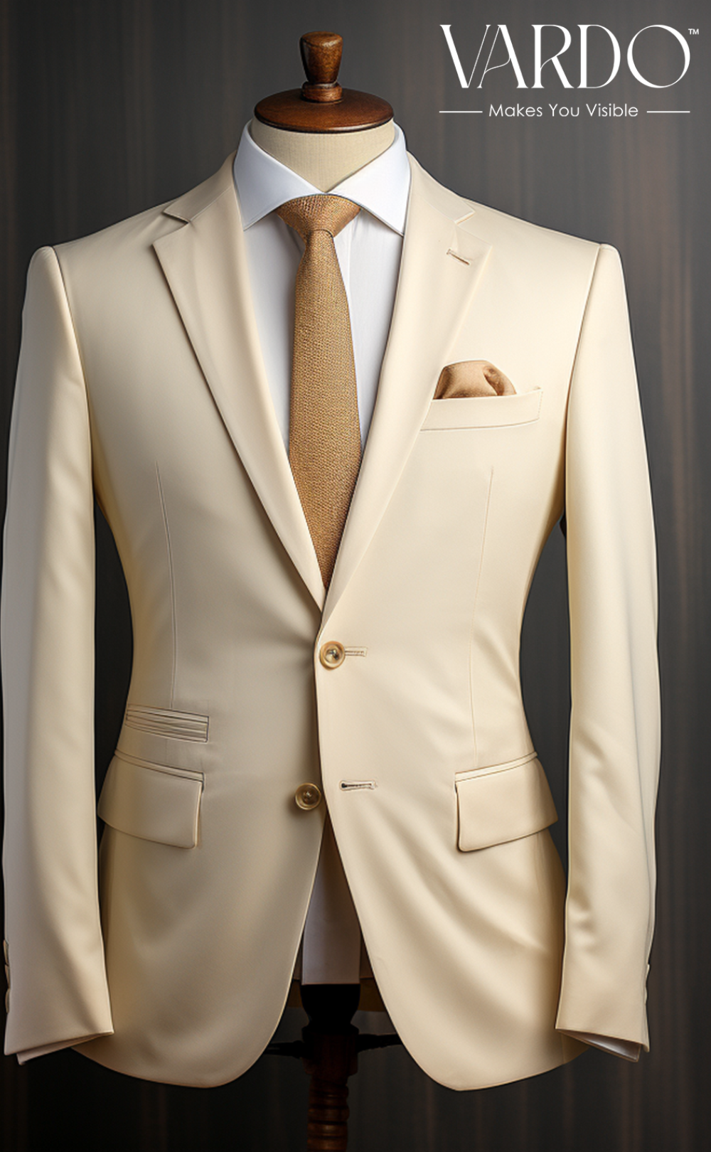 Classic Cream Two Piece Suit for Men