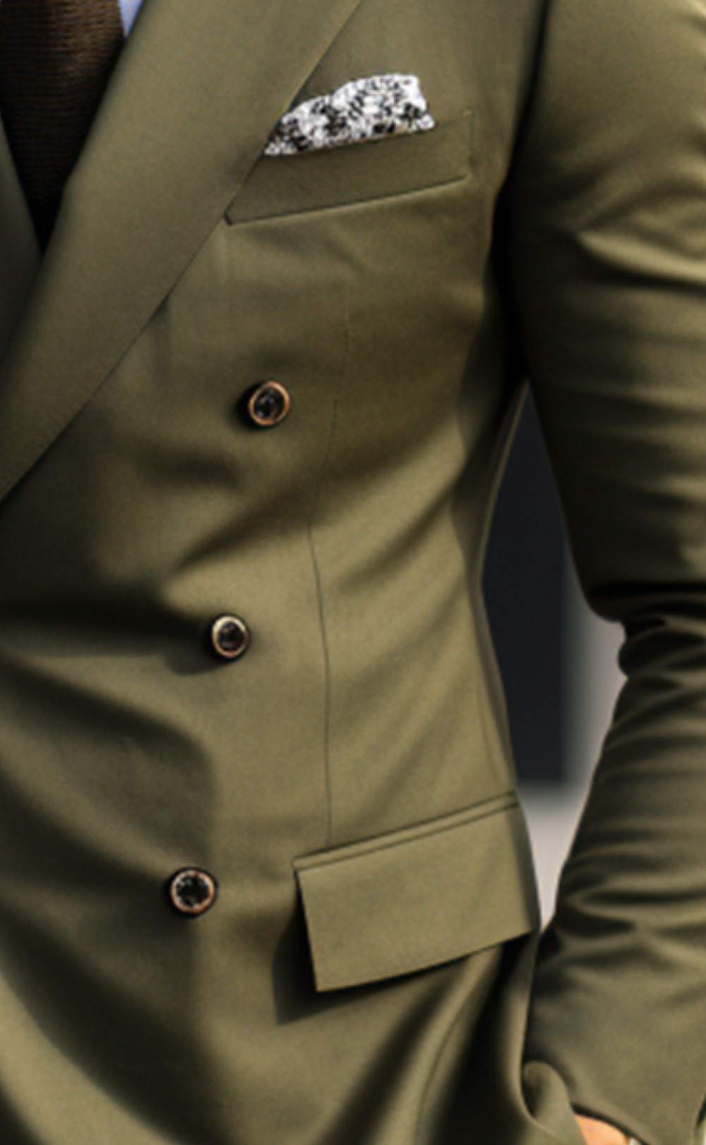 Classic Elegance Khaki Green Double Breasted Suit