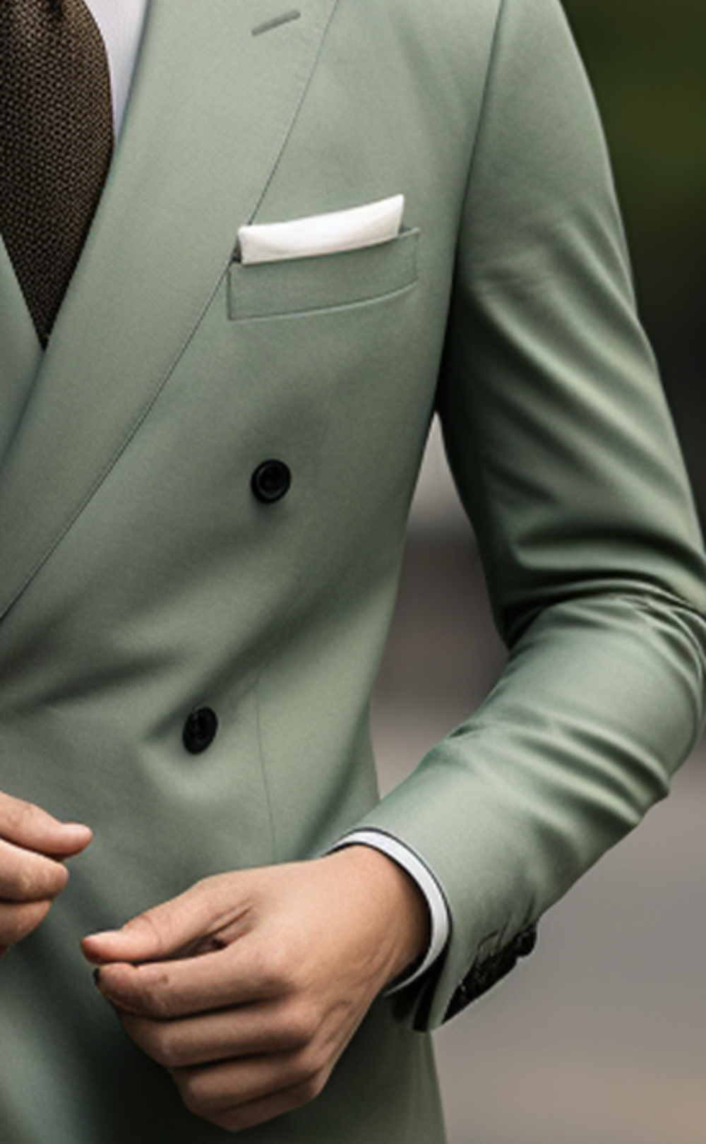 Stylish Sage Green Double Breasted Suit for Men