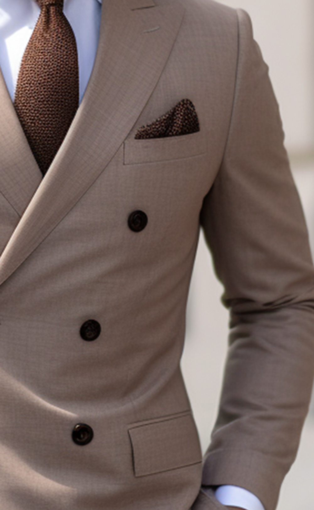 Classic Light Brown Double Breasted Suit for Men