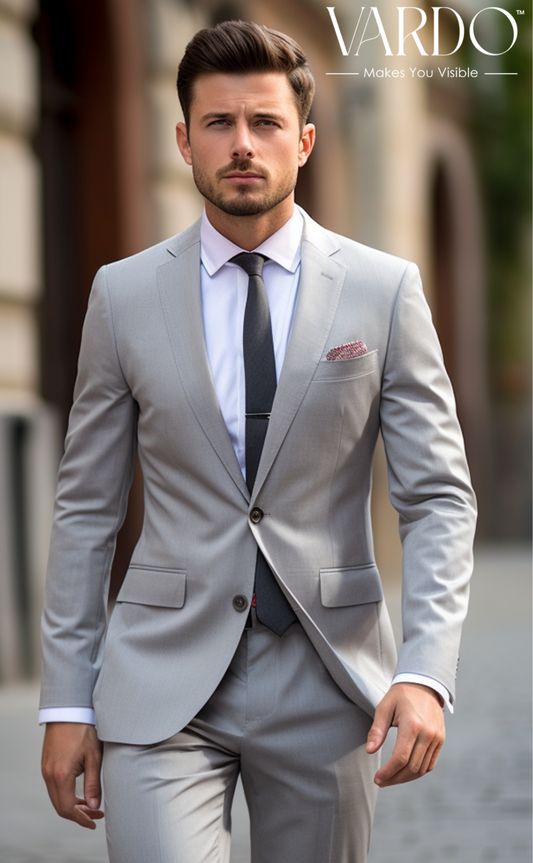 Classic Men's Light Grey Two Piece Suit