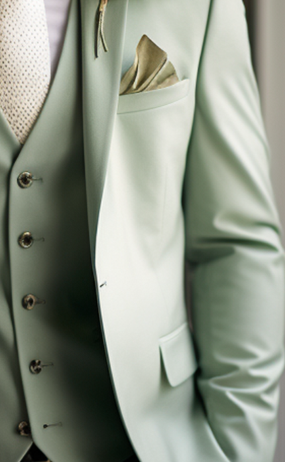 Elegant Sage Green Three-Piece Suit for Men