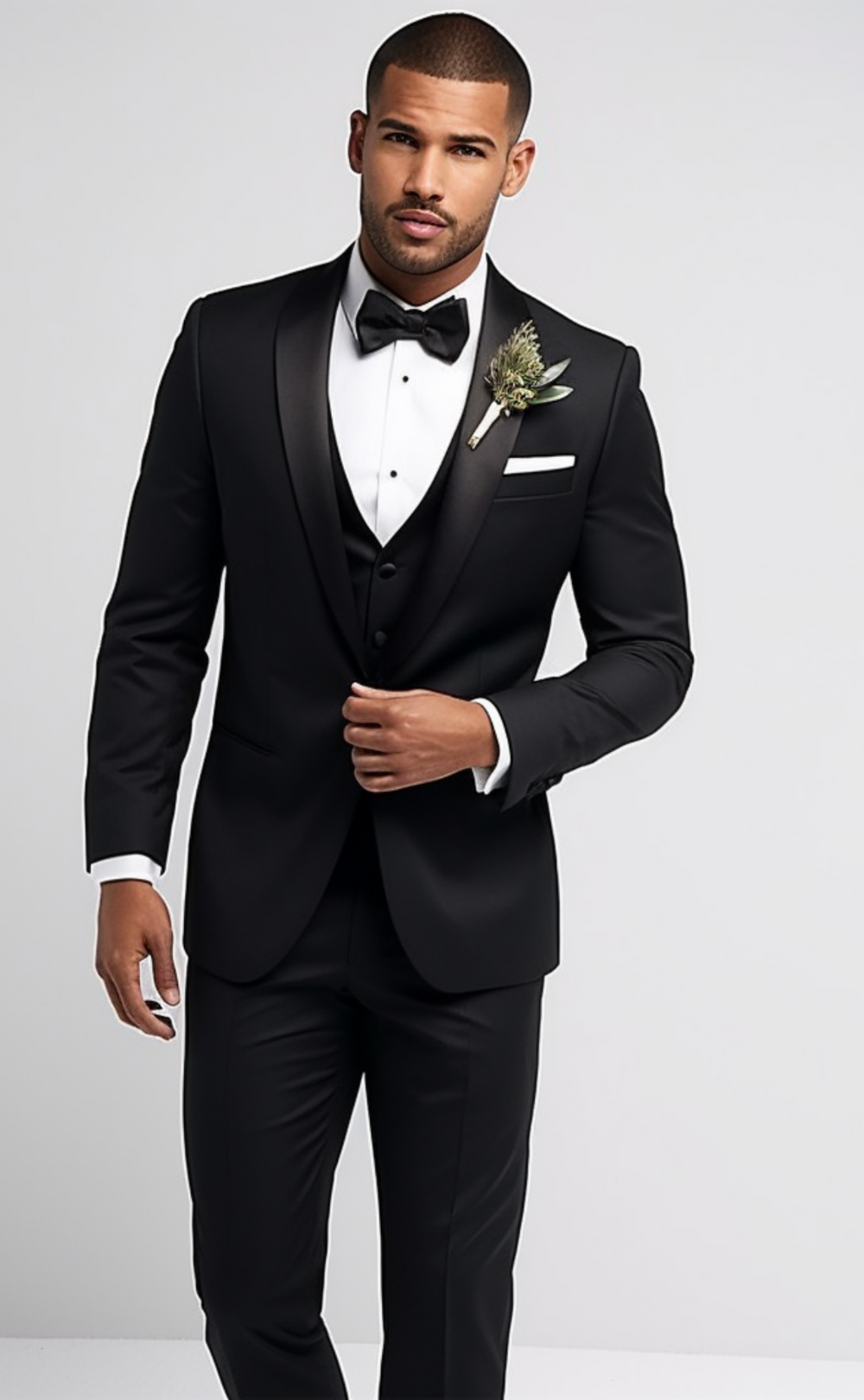 Men's Classic Black Shawl Lapel 3-Piece Tuxedo - Sleek Wedding and Event Attire - Timeless Formal Suit