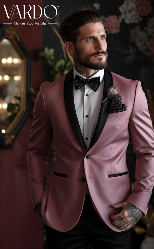 Dusty Rose Tuxedo Suit for Men-Elegant Wedding Attire