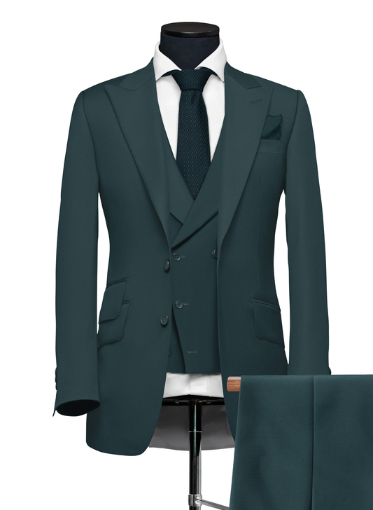 GREEN THREE PIECE SLIM FIT SUIT