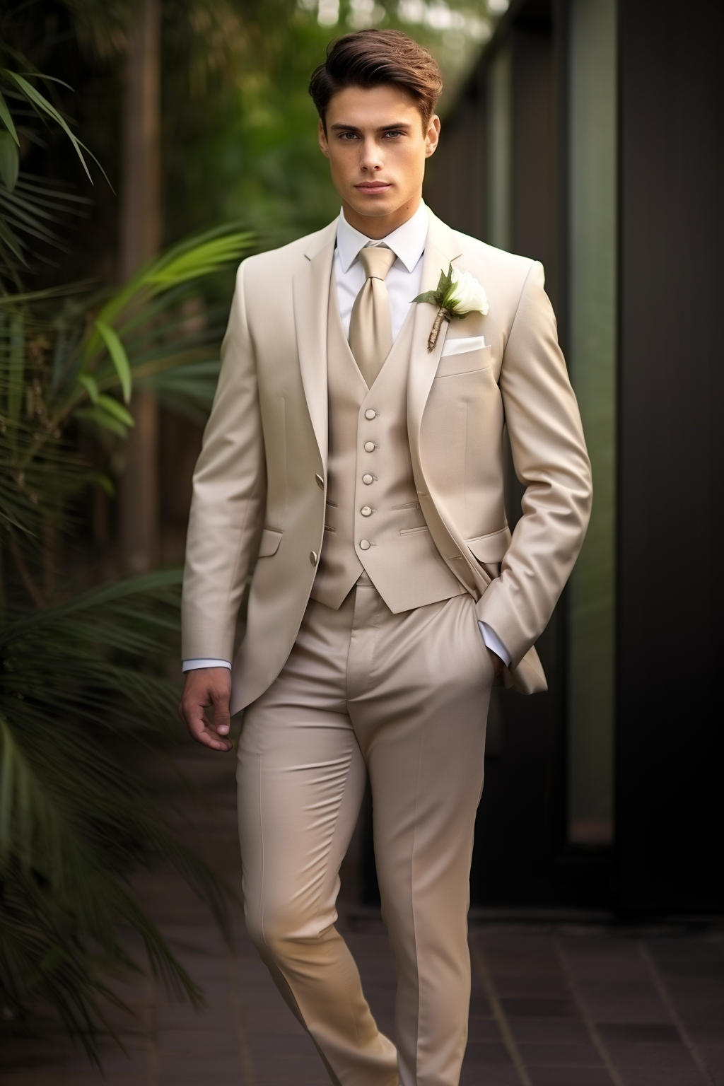 Chic Champagne Men s Three Piece Suit Sophisticated Business and Formal Attire