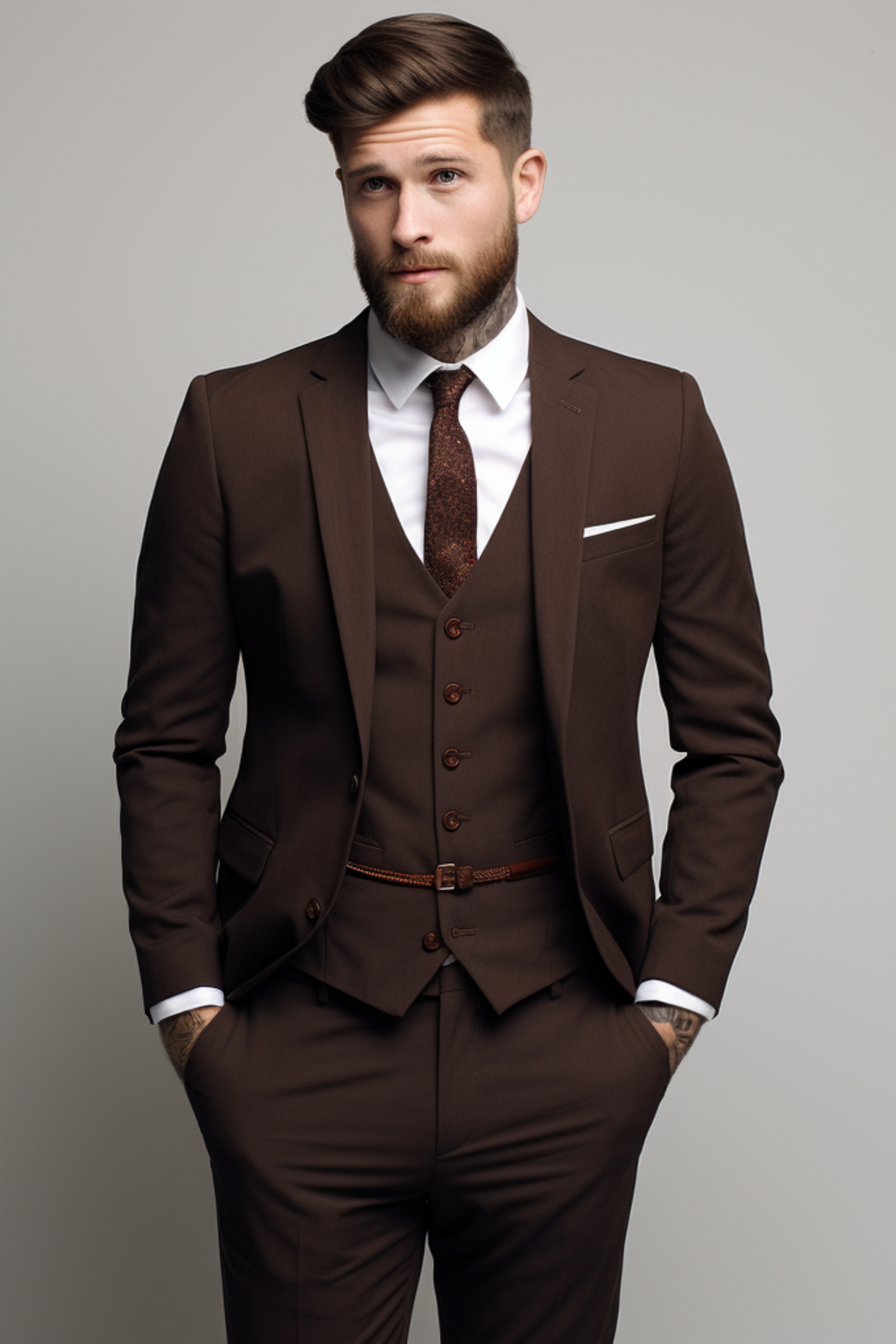 DARK BROWN SUIT 3-PIECE