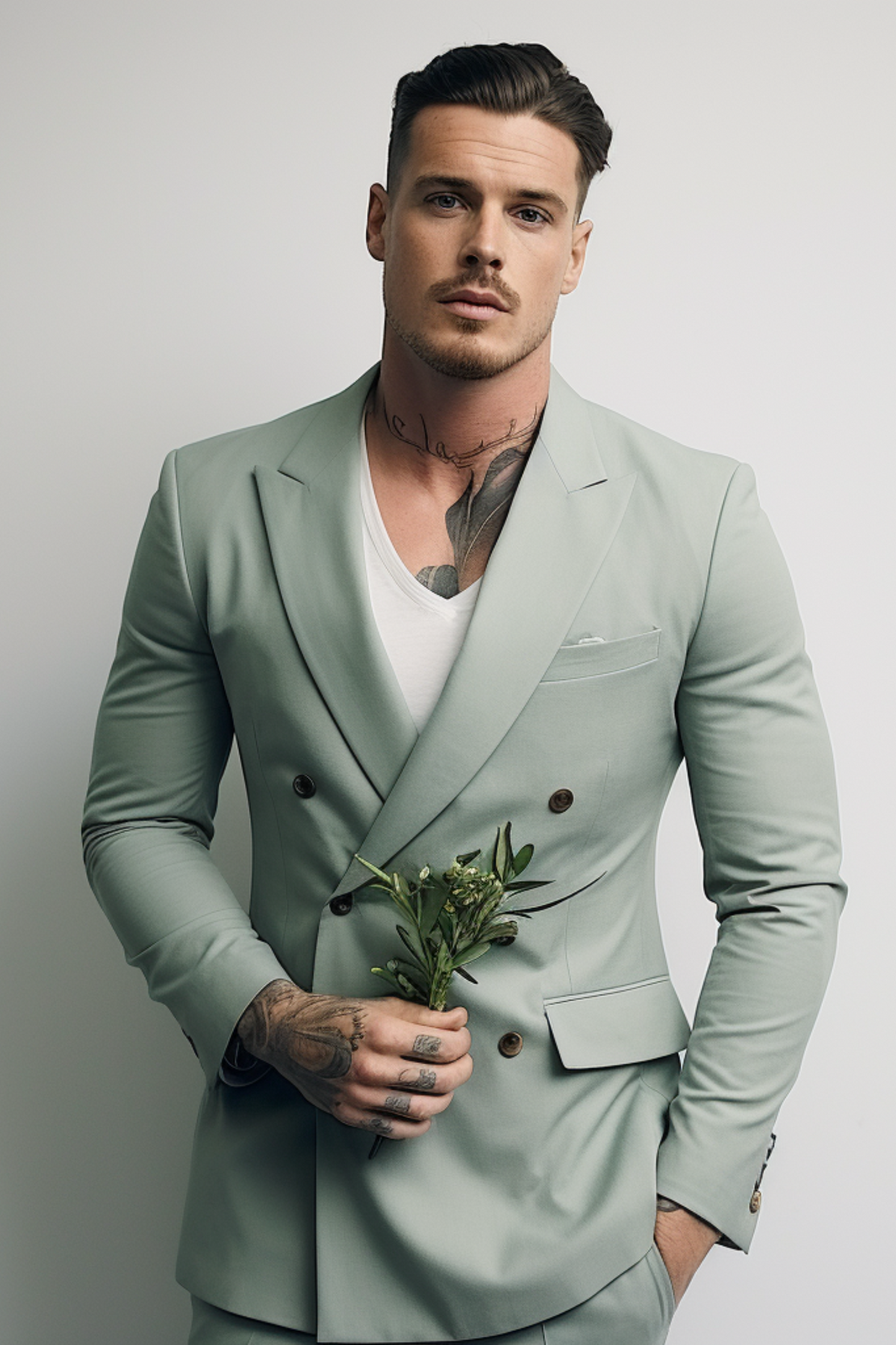 Double breasted suit on sale green