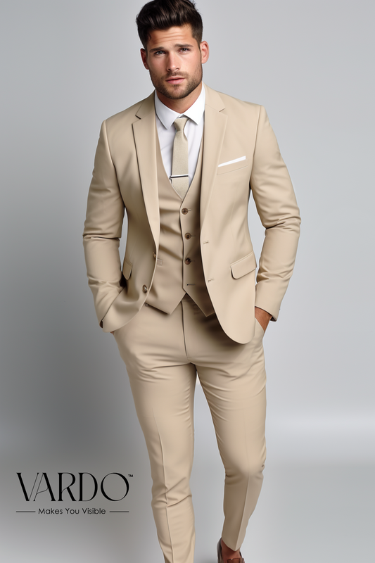 Mens beige wedding suits online