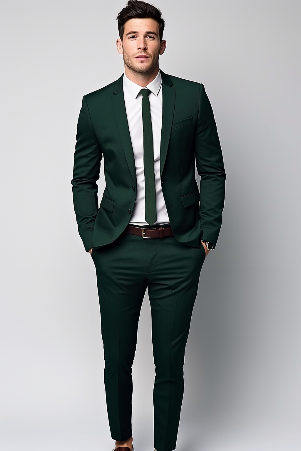 Green suit slim fit discount